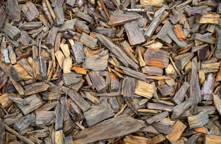 copeaux de bois au jardin