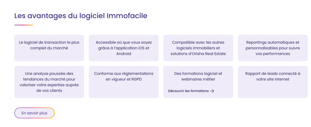 Immofacile avantages